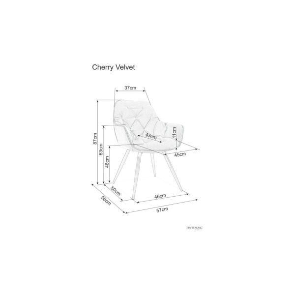 stilets cherry velvet chornyj karkassiryj bl.14 cherryvcsz signal 4 Стілець CHERRY VELVET чорний каркас/сірий BL.14 CHERRYVCSZ Signal