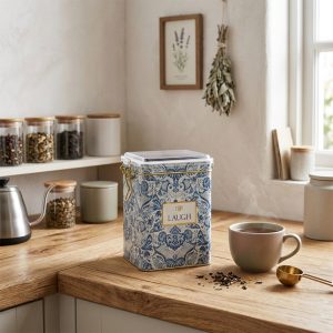 Ємність для зберігання Azulejo, білий і синій, 7,5*10*15 см, прямокутна