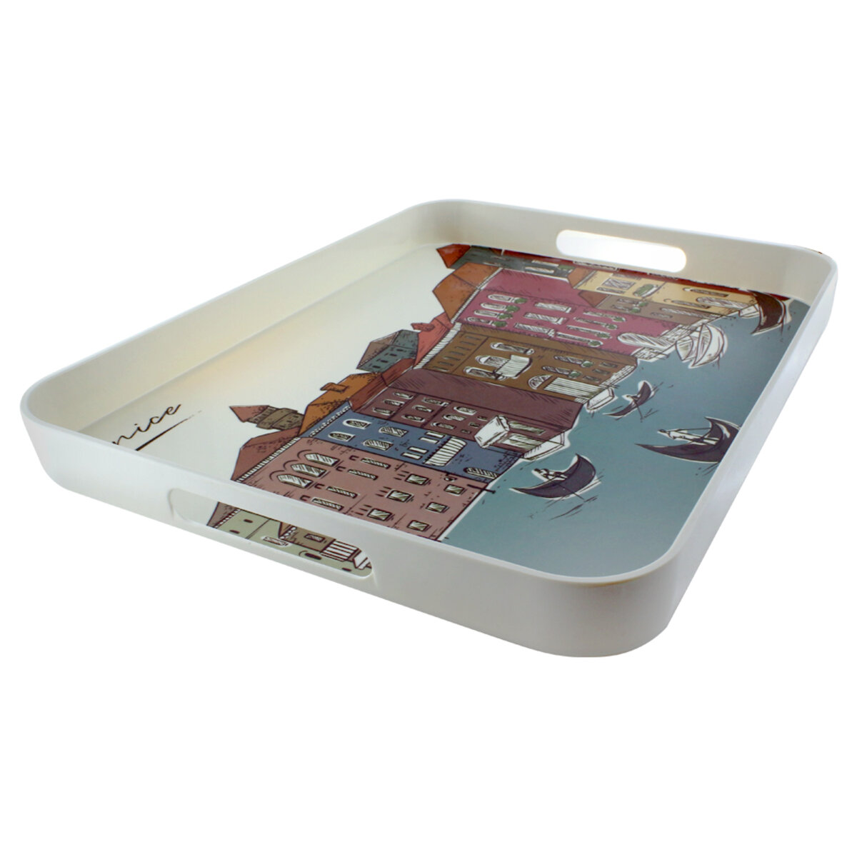 Таця прямокутна з ручками Venice Hygge, 38,7x29x3,7 см, Arino, пластик 4 Таця прямокутна з ручками Venice Hygge, 38,7x29x3,7 см, Arino, пластик - Зображення 4