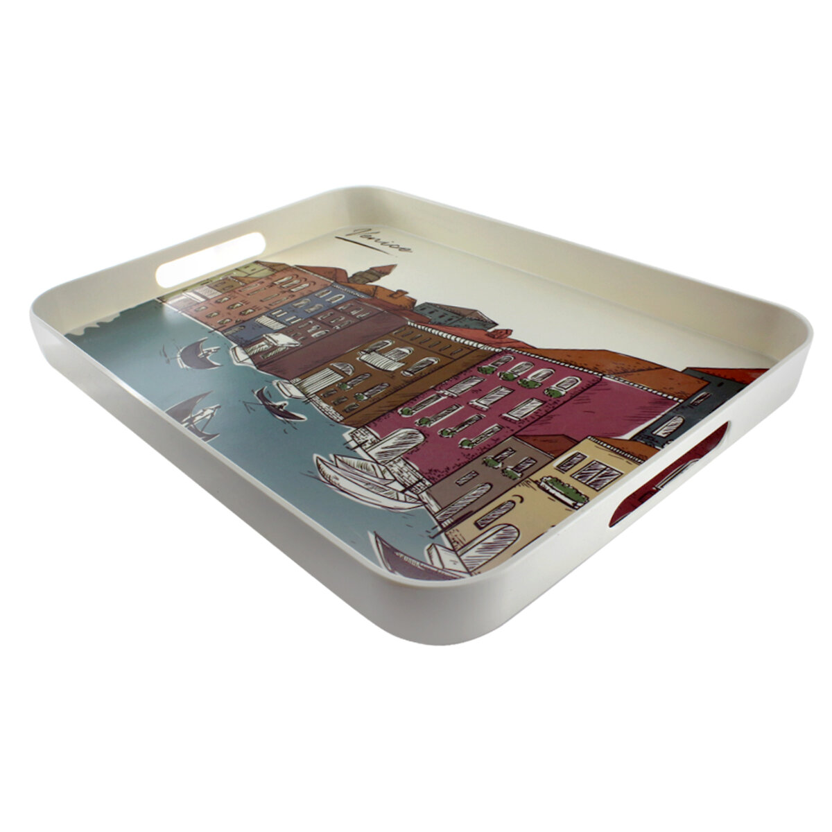 Таця прямокутна з ручками Venice Hygge, 38,7x29x3,7 см, Arino, пластик 3 Таця прямокутна з ручками Venice Hygge, 38,7x29x3,7 см, Arino, пластик - Зображення 3