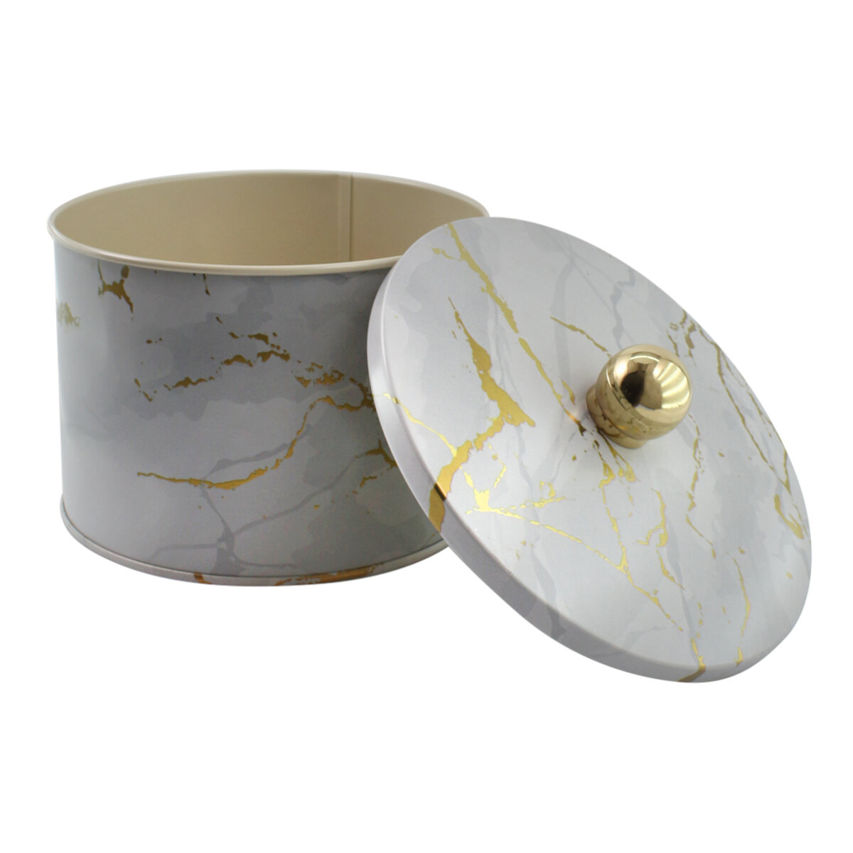 Ємність для зберігання Marble White, білий мармур, 14*10 см, кругла 4 Ємність для зберігання Marble White, білий мармур, 14*10 см, кругла - Зображення 4