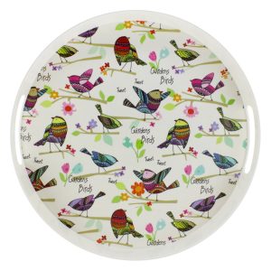 Таця кругла з ручками Colorful birds, 34,5x4 см, Arino, пластик