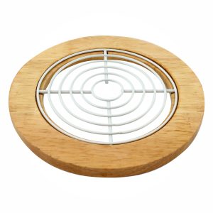 Підставка під гаряче Arino Bamboo, білий, кругла, 18*18*1,2 см, сталь/бамбук