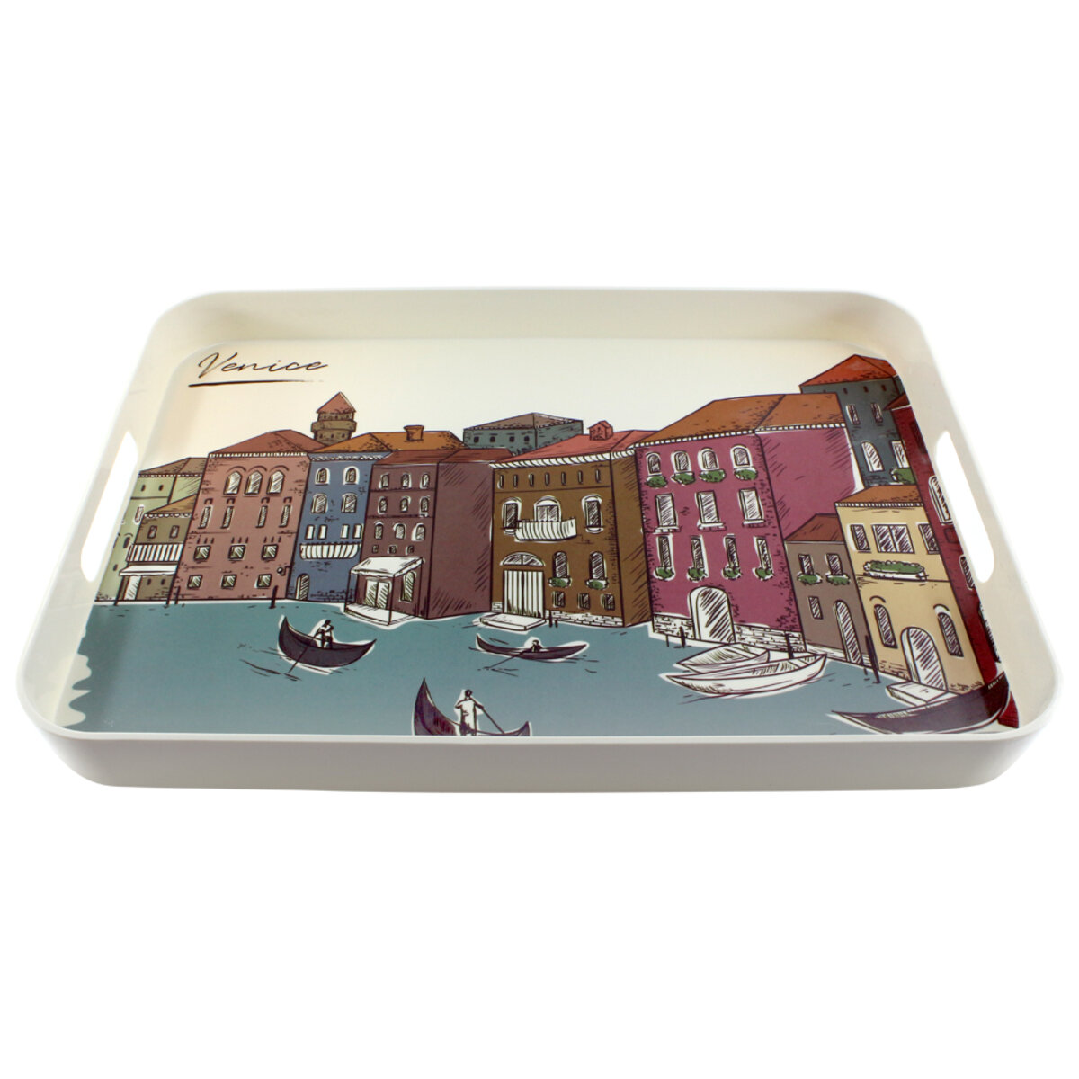 Таця прямокутна з ручками Venice Hygge, 38,7x29x3,7 см, Arino, пластик 2 Таця прямокутна з ручками Venice Hygge, 38,7x29x3,7 см, Arino, пластик - Зображення 2