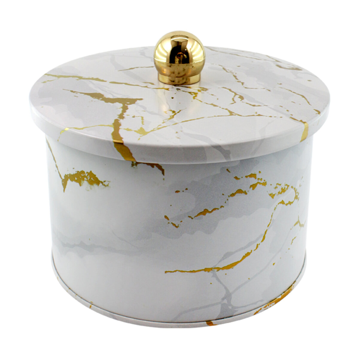 Ємність для зберігання Marble White, білий мармур, 14*10 см, кругла 3 Ємність для зберігання Marble White, білий мармур, 14*10 см, кругла - Зображення 3