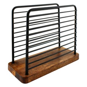 Підставка для серветок Arino Bamboo, чорний, прямокутна,14*6*12,5 см, сталь/бамбук