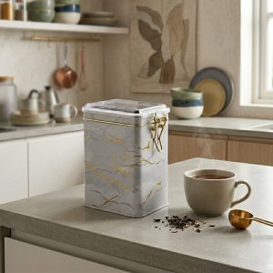 Ємність для зберігання Marble White, білий мармур, 7,5*10*15 см, прямокутна